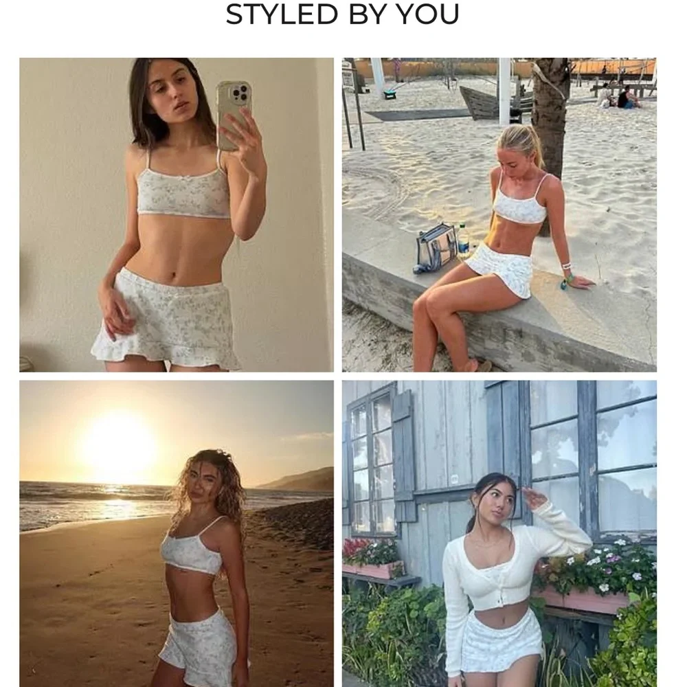 Edikted White Floral Daydream Waffle Knit Miniskirt - Picture 5 of 5